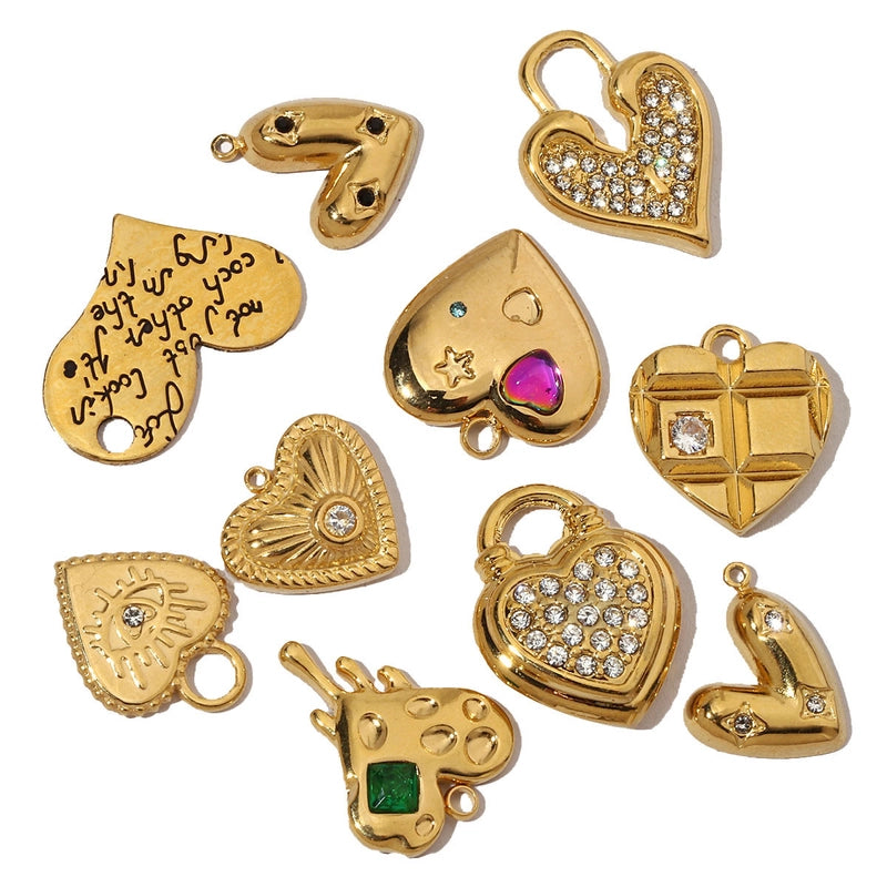 3 PCS/Package Titanium Steel Letter Heart Shape Pendant Jewelry Accessories