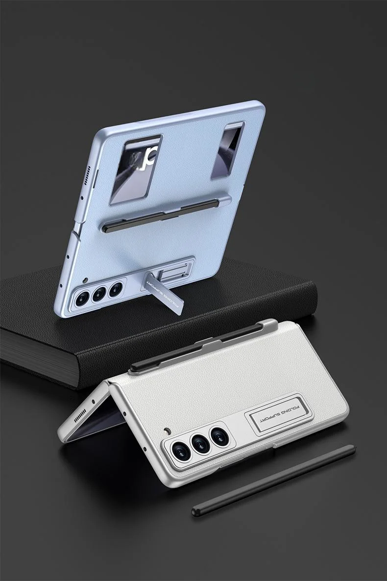 Samsung Galaxy ZFold series pen tray flip cover plain leather holder mobile phone case