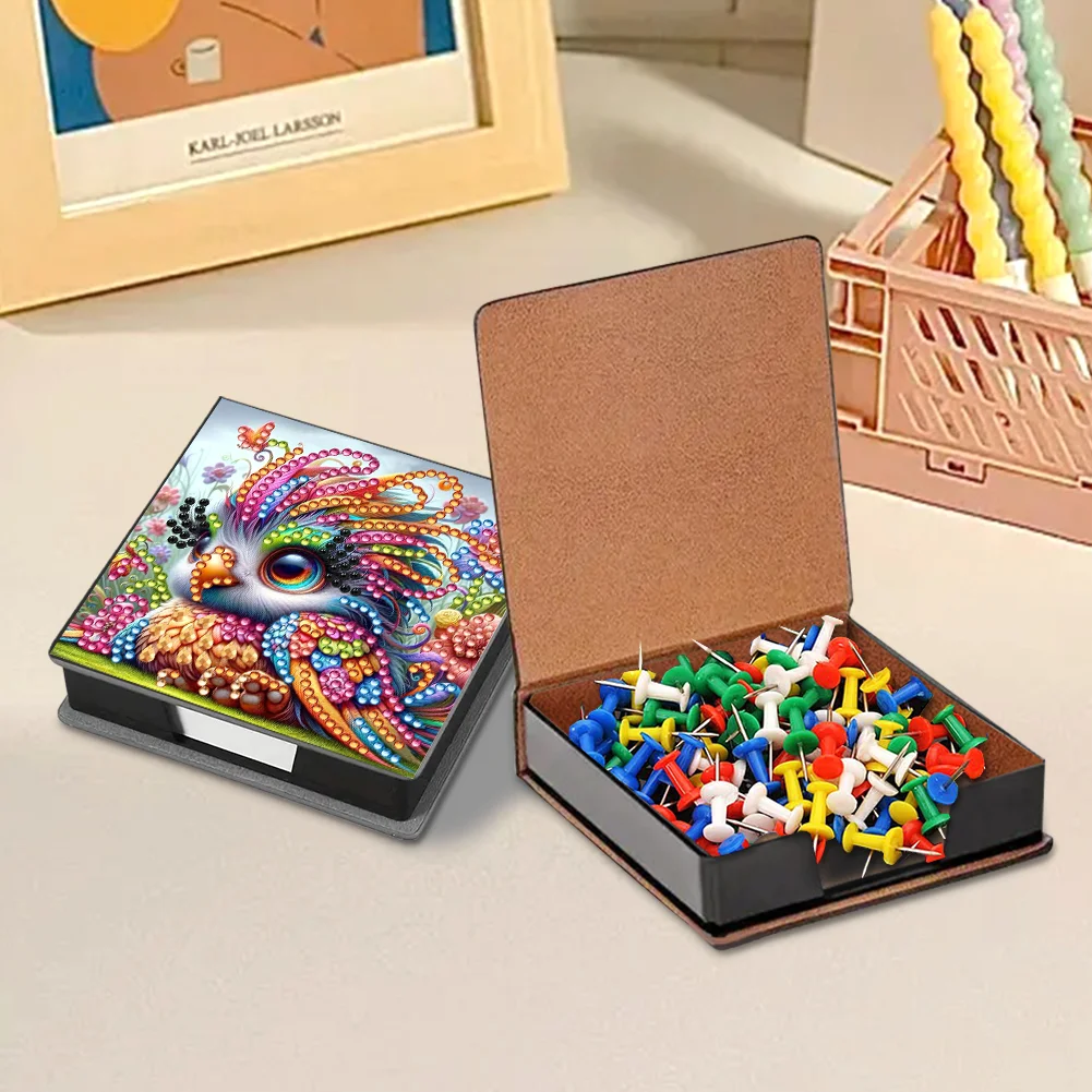 PU Bird Diamond Painting Notecard Box with Papers for DIY Art Craft