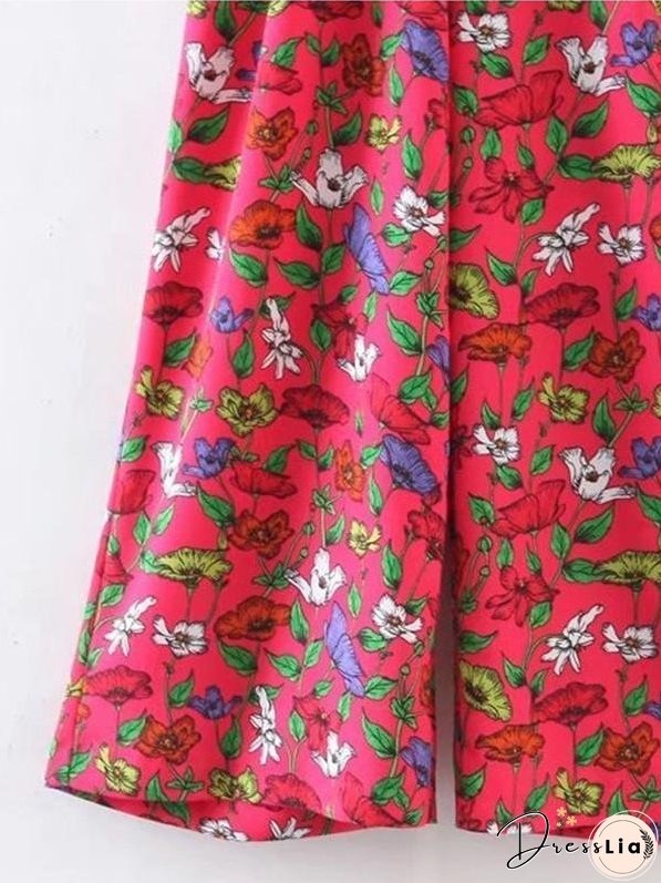 Sexy Floral-Print Off-Shoulder Deep V Neck Strape Jumpsuits