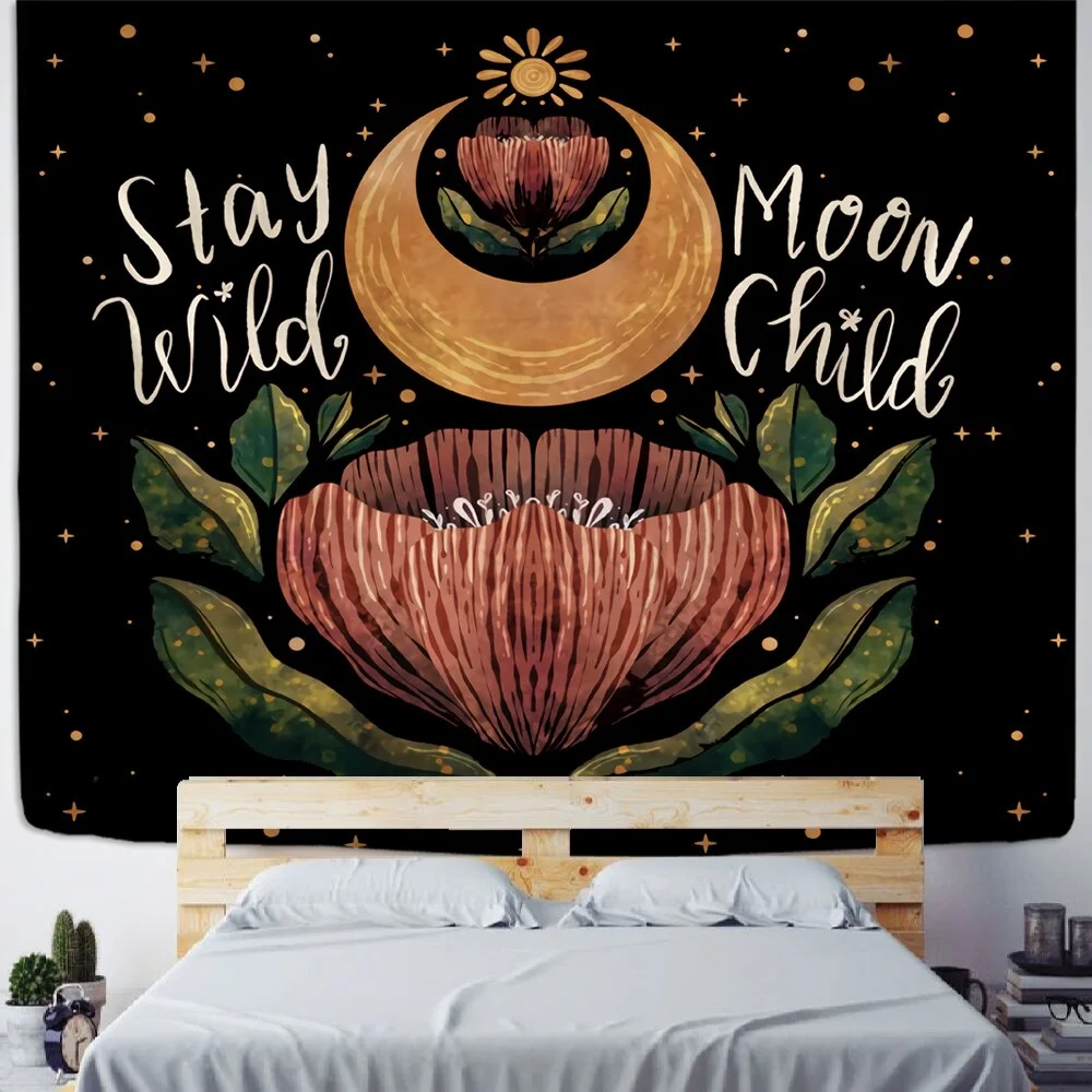 Bee Daisy Flower Pattern Tapestry Wall Hanging Bohemian Hippie Mandala Witchcraft Home Bedroom Dormitory Decor