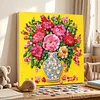 Framed Peony Vase -  DIY Button Art Painting Kit for Creativity DIY Pearl Dot Crafts for Gift Home Wall Decor 30*30CM