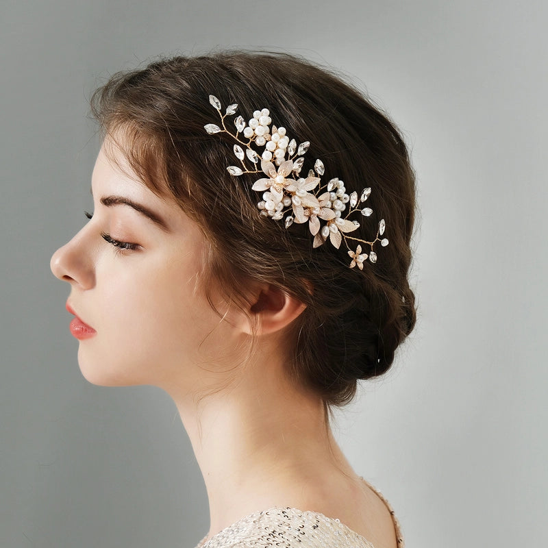 Elegant Bridal Women’s Flower Alloy Diamond Insert Comb