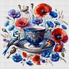 Bird Teacup-14CT Counted Cross Stitch Kit(40x40cm)