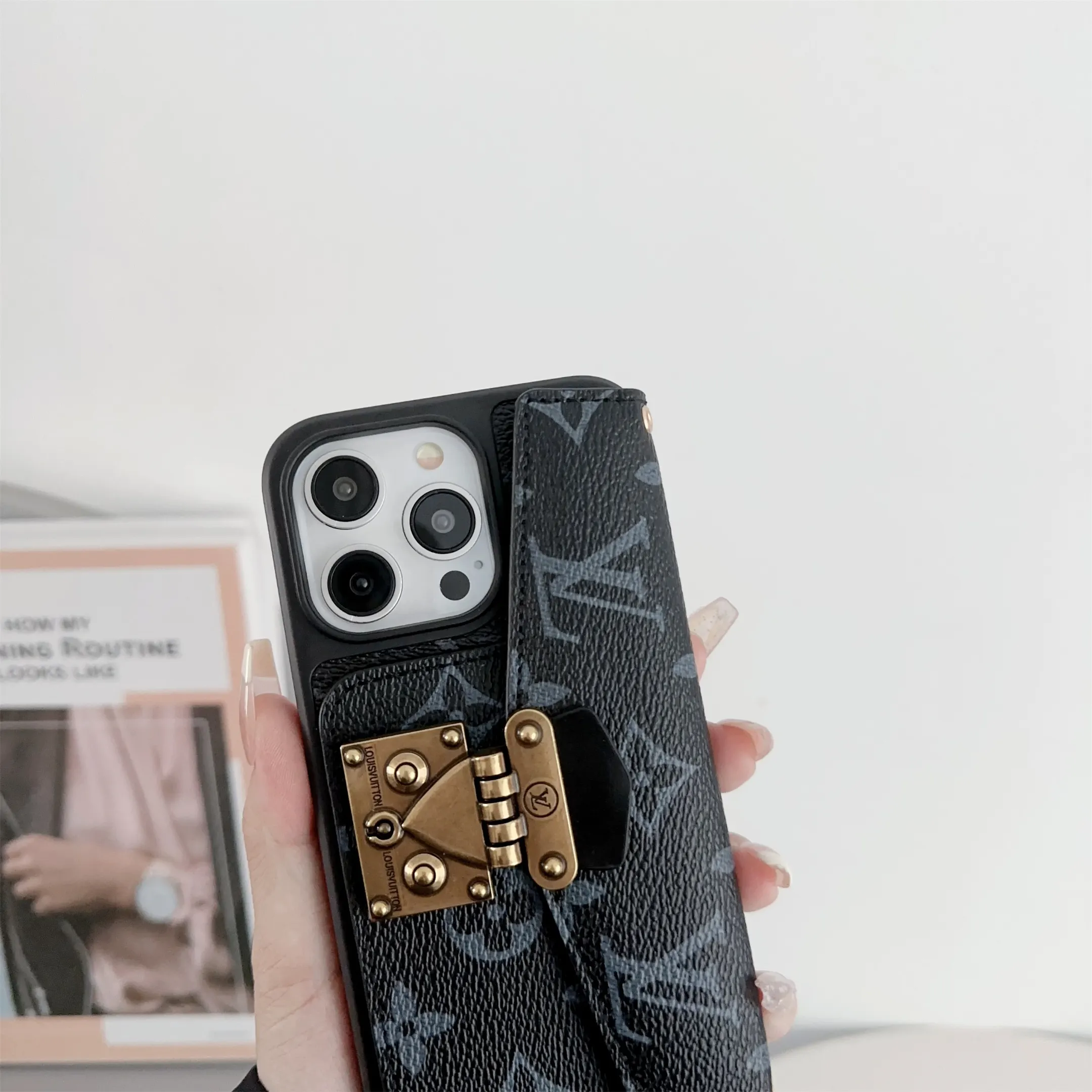 LV Dauphine Monogram Canvas Crossbody Postman Apple iPhone Wallet Case