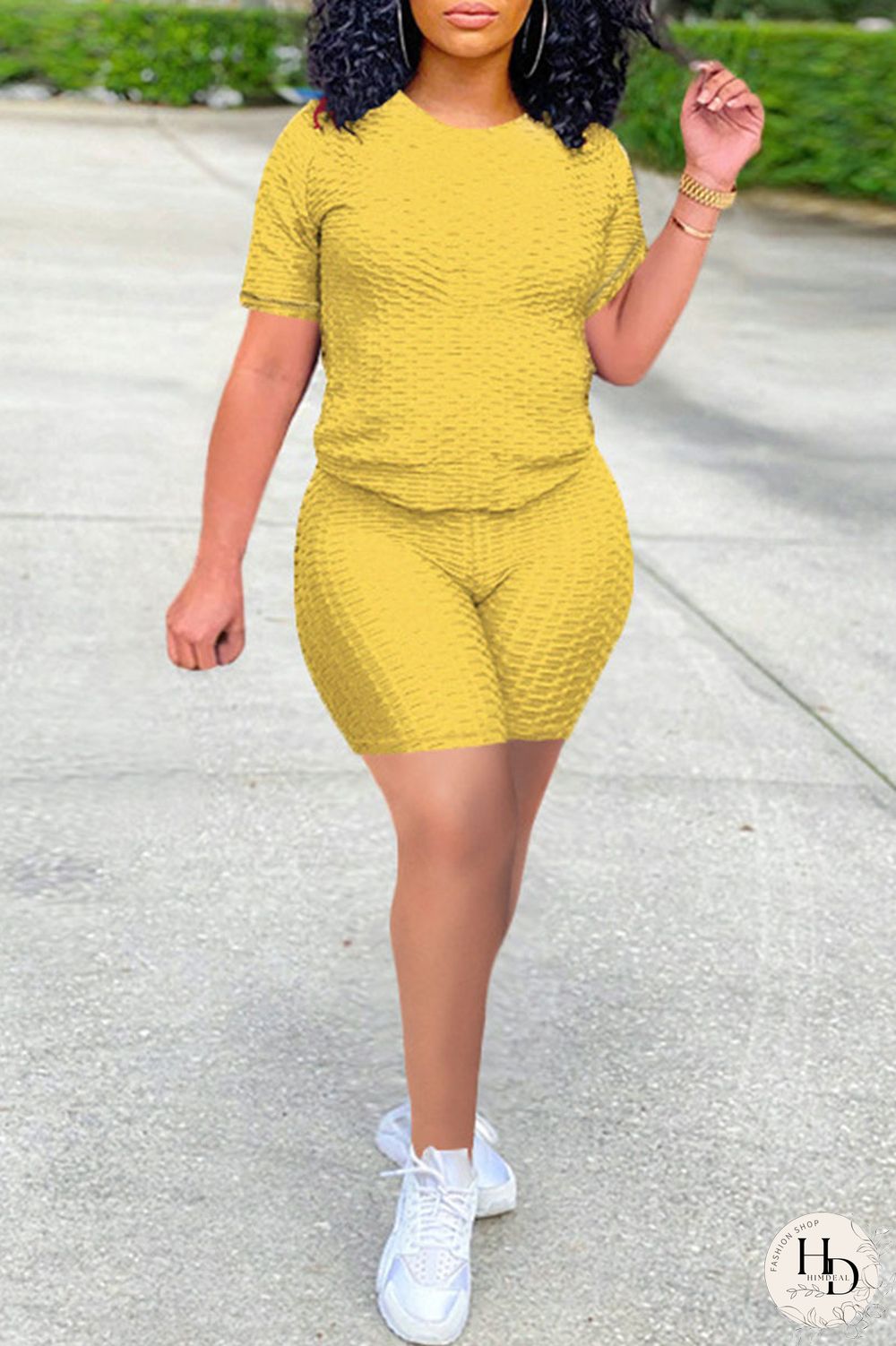 Navy Blue Casual Solid Split Joint O Neck Short Sleeve Two Pieces