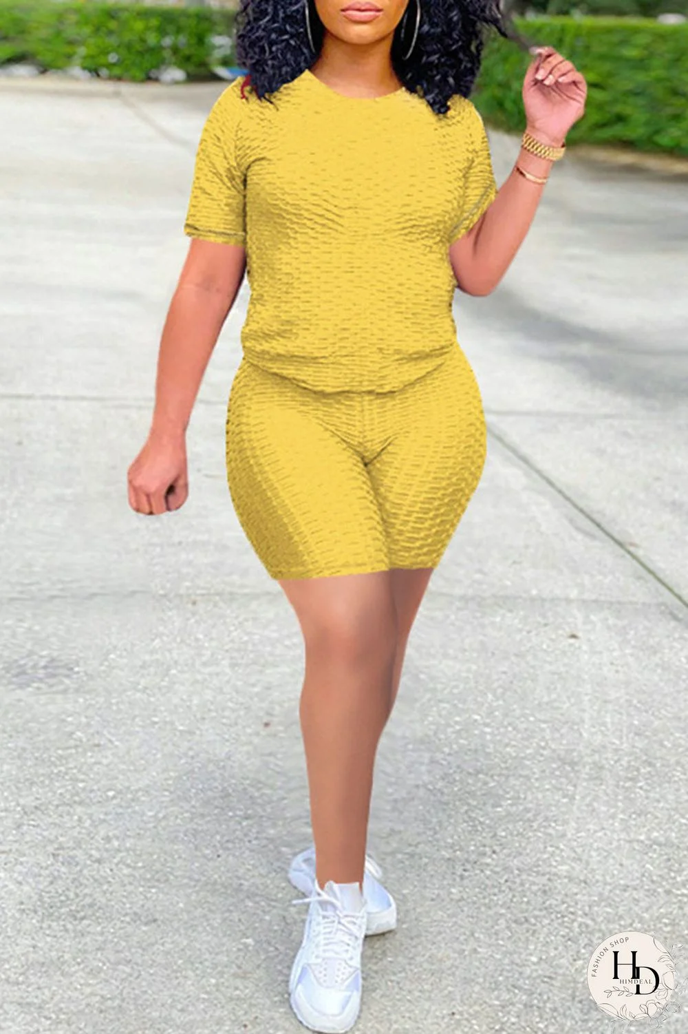 Navy Blue Casual Solid Split Joint O Neck Short Sleeve Two Pieces