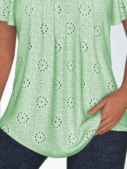 Women Half Sleeve V-neck Solid Color Dress