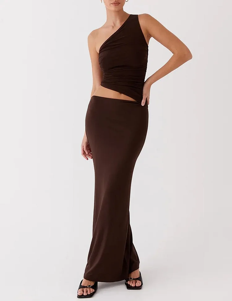 Solid Color Cutout Off-shoulder Dress
