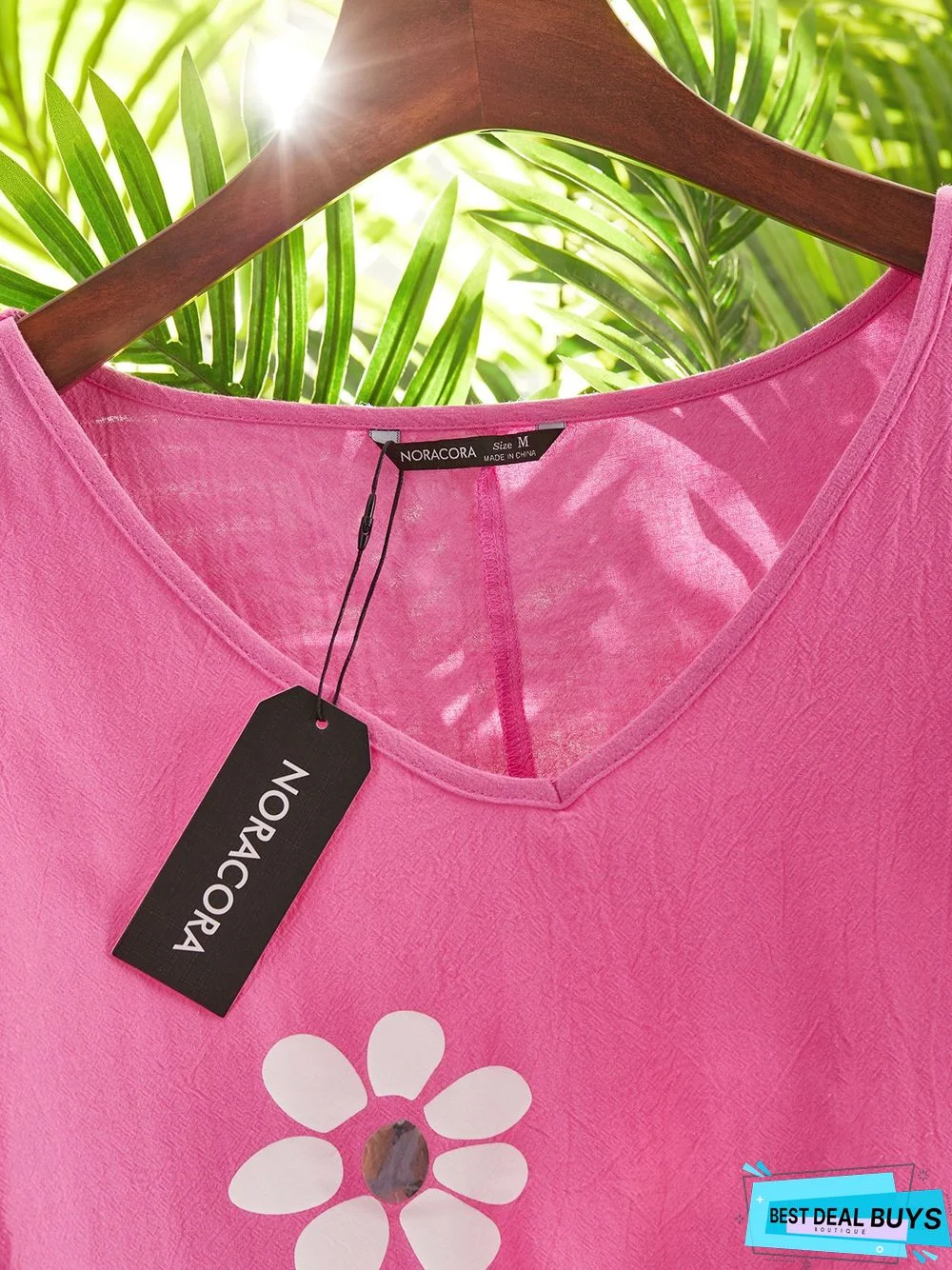 Casual Floral V Neck Loosen Short Sleeve Top