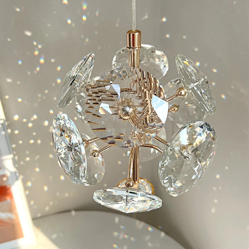 Modern K9 Gold Crystal Bedside Small Flower Pendant light