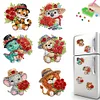 (US Only)6Pcs Acrylic Animal And Red Rose Diamond Art Fridge Magnet for Car Mailbox Decor