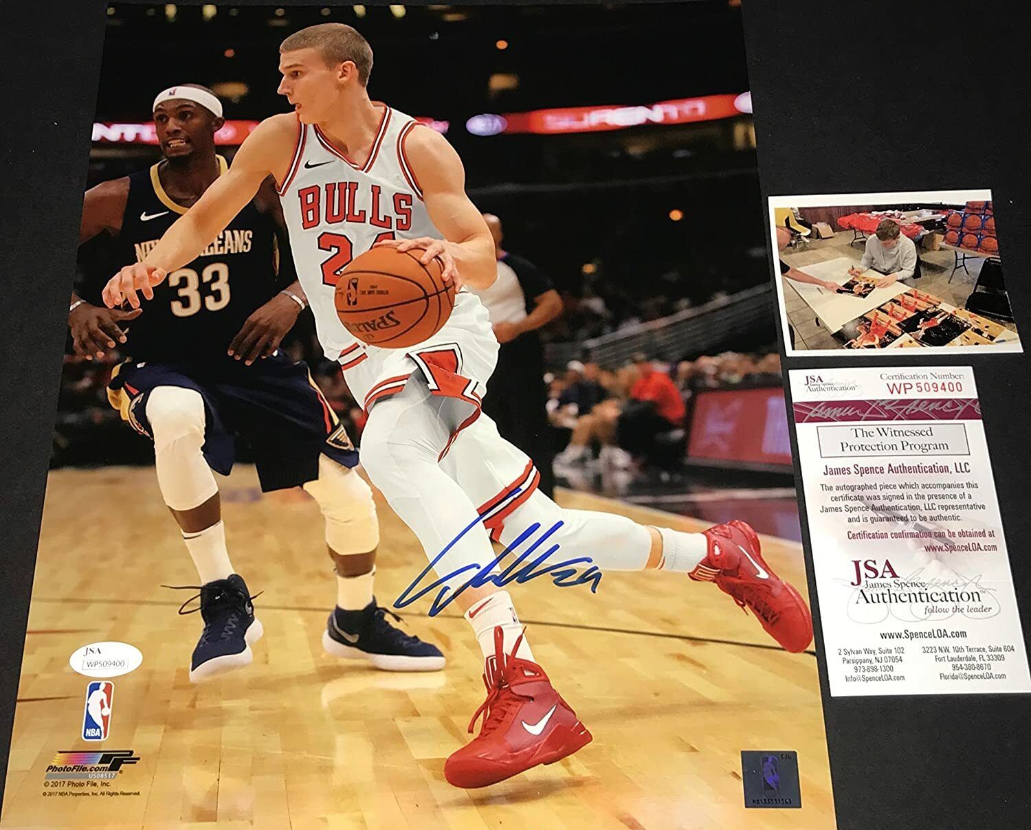 Lauri Markkanen Chicago Bulls Autographed Signed 11x14 JSA WITNESS COA White