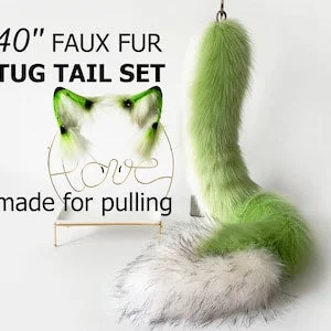 pornhint Pornhint green dragon tug tail plug and ear set anime cosplay fluffy tipped dragon wirin wickerbeast fursuit tail furry tail butt plug lolita mature