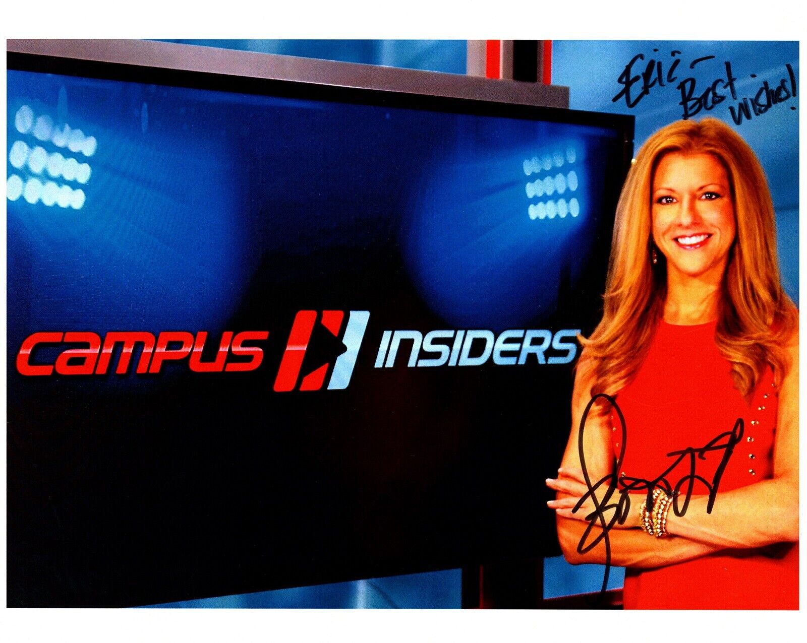 TO ERIC - Bonnie Bernstein Signed - Autographed Campus Insiders 8x10 inch Photo Poster painting