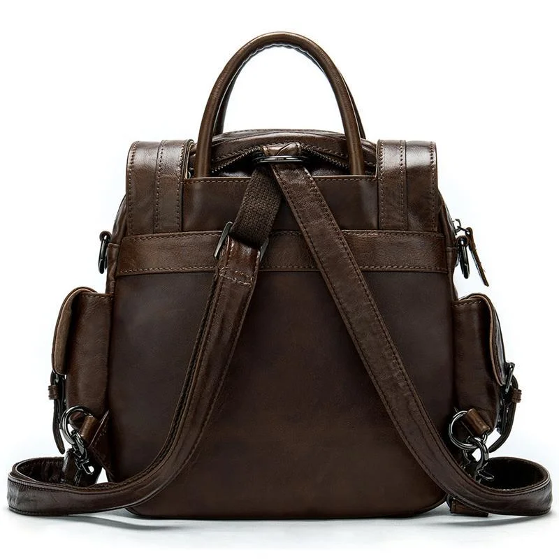 Men's Leather Backpack Retro Multifunctional Handbag