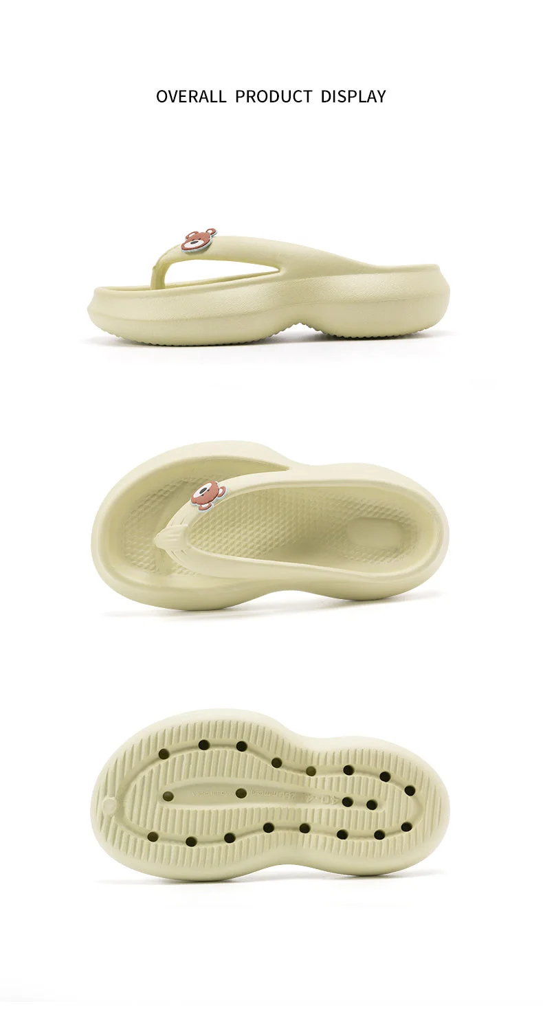 Couples Flip Flops For Women  2022 Summer Women Slippers Outdoor Solid Black Anti-Skid Beach 5Cm Thick Sole Platform Slipper