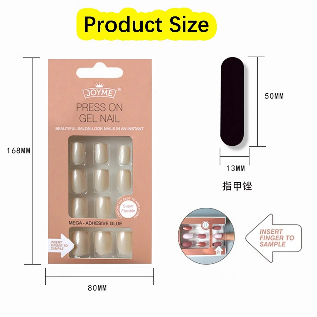 24Pcs Nails Art Fake Nail Tips False Press on Coffin with Glue Stick Designs Clear Display Short Set Full Cover Artificial Squar-Nail Inspo