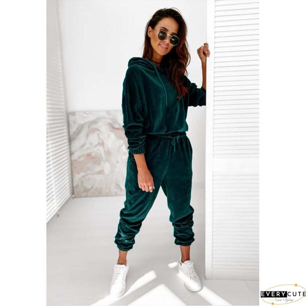 Fashion Casual Plaid Velvet Women Sets