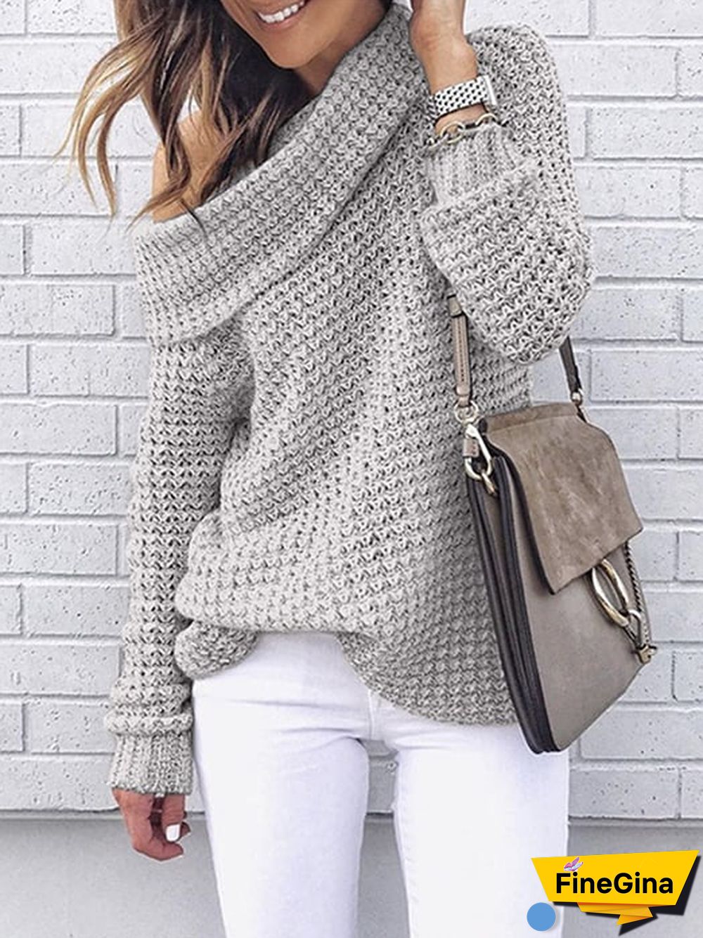 Women's Casual Lapel Solid Color Sweater