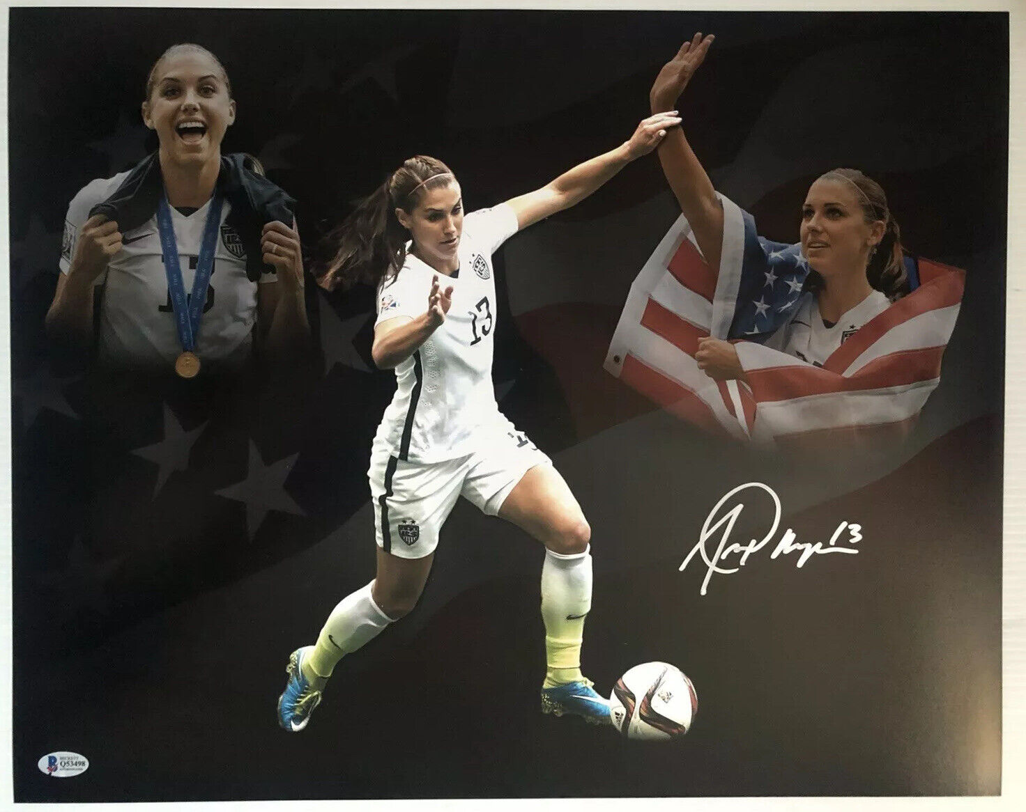 Alex Morgan Signed Autographed 16x20 Photo Poster painting USWNT Soccer Swimsuit SI BECKETT COA6