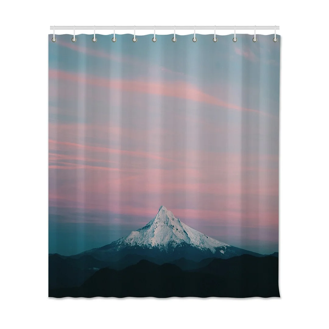 Shower Curtain Printed Mountain Pink Sky Bathroom Polyester Shower Curtain Waterproof Bathroom Shower Curtain With Hooks Decor