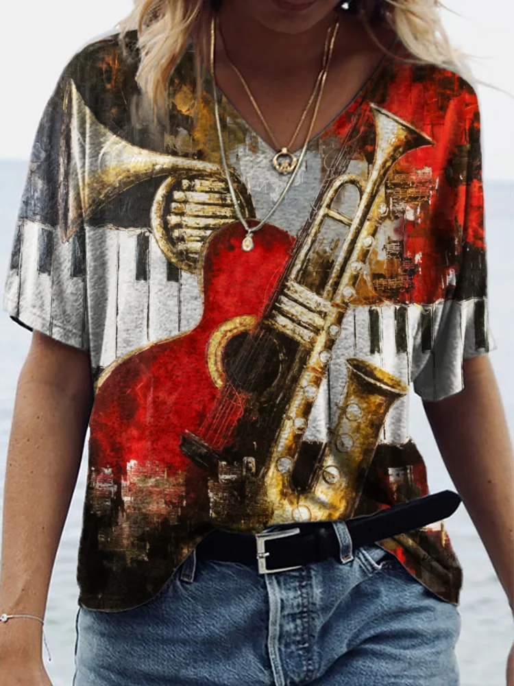 Musical Instruments Art V Neck T Shirt