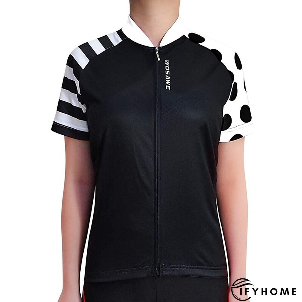 WOSAWE Women's Cycling Jersey Short Sleeve Bike Jersey Top with 3 Rear Pockets Mountain Bike MTB Road Bike Cycling Windproof Breathable Quick Dry Reflective Strips Black Green Red Patchwork Dot Sports | IFYHOME