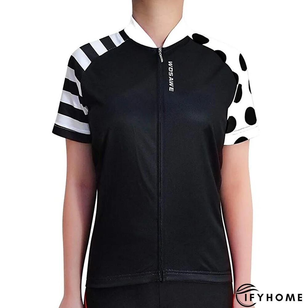WOSAWE Women's Cycling Jersey Short Sleeve Bike Jersey Top with 3 Rear Pockets Mountain Bike MTB Road Bike Cycling Windproof Breathable Quick Dry Reflective Strips Black Green Red Patchwork Dot Sports | IFYHOME