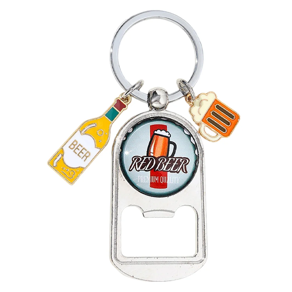 Beer Festival Zinc Alloy Beer Bottle Opener Keychain Gift for Christmas/Birthday