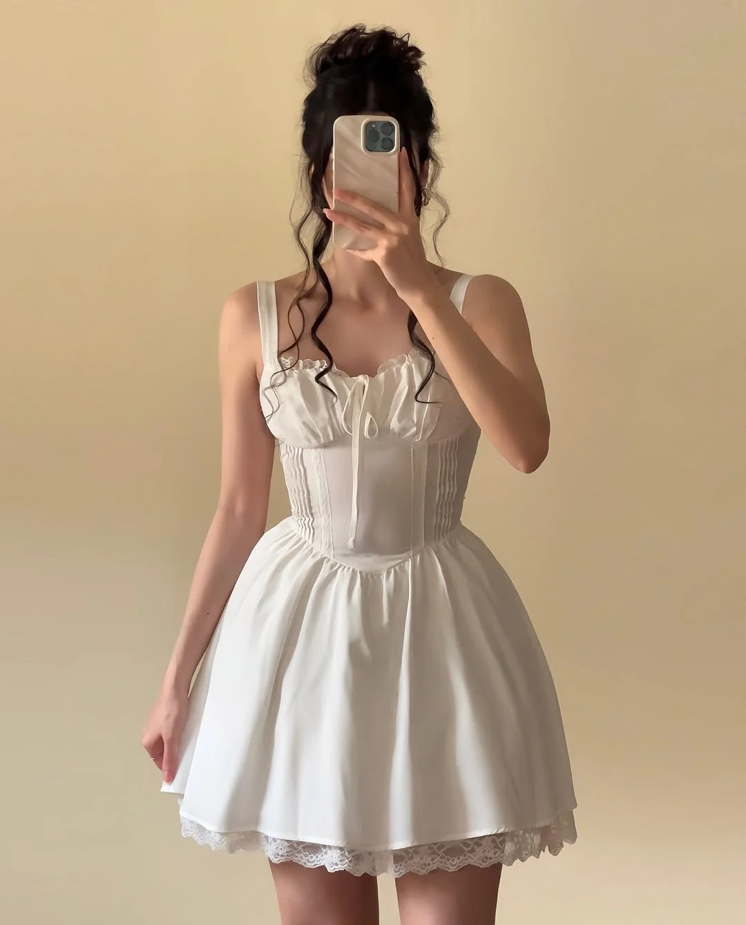 Sweet Cream Sleeveless Lace Mini Homecoming Dress YK0172