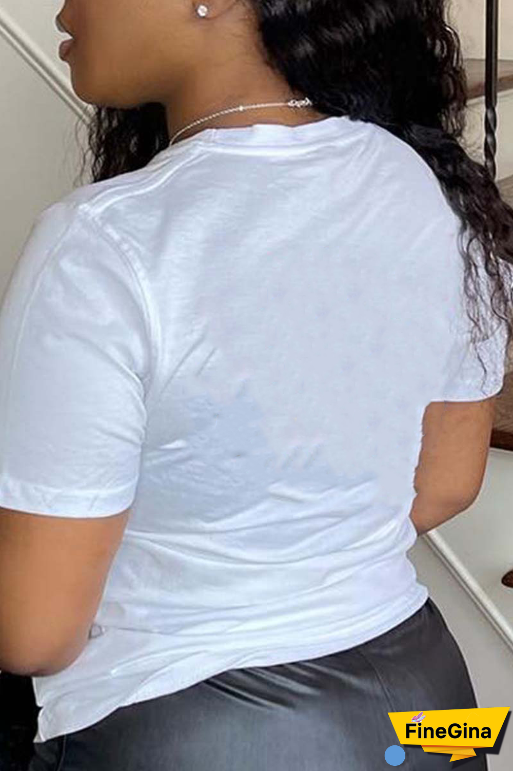 Black Casual Daily Print Patchwork Letter O Neck T-Shirts