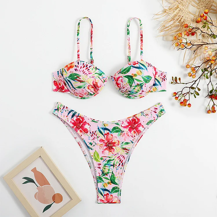 Sling Blossom Printed Bikini Swimsuit