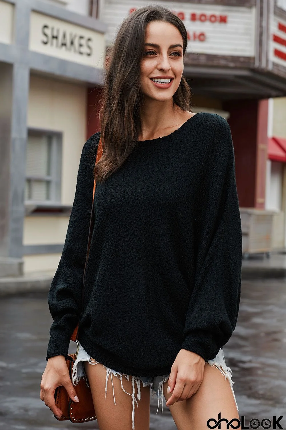 Fashion Black Chillaxin’ Dolman Knit Sweater