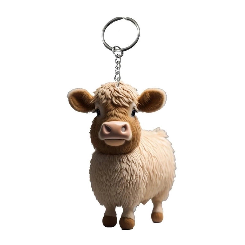 2 Pieces Cute Cattle Wood Unisex Keychain