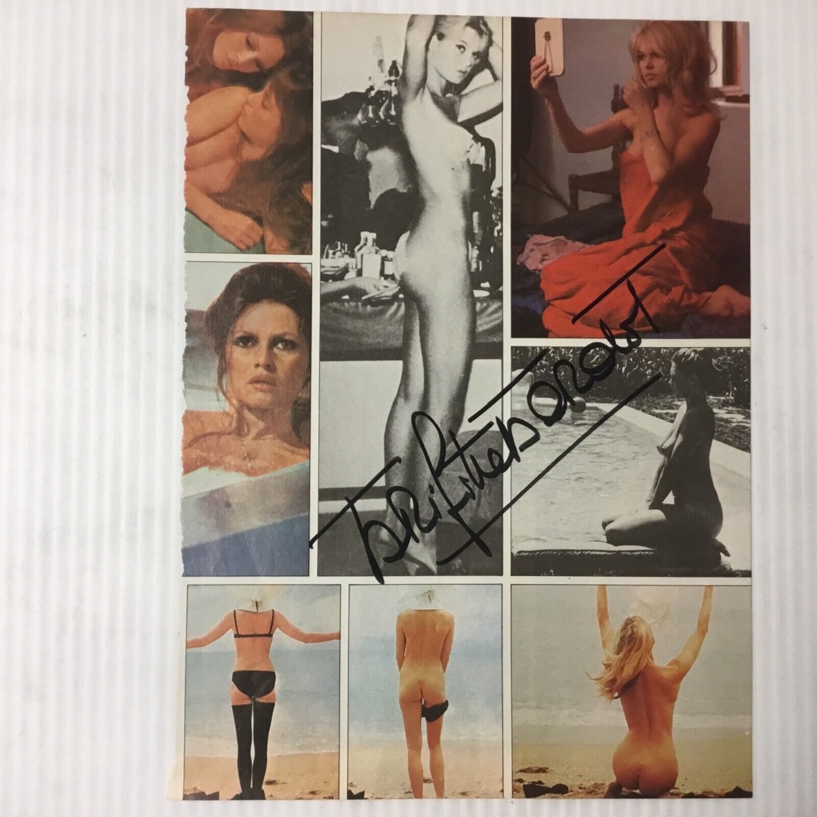 Bridgette Bardot Dédicacé Couleur Chair Photo Poster painting Grand 6” Signature PC1053