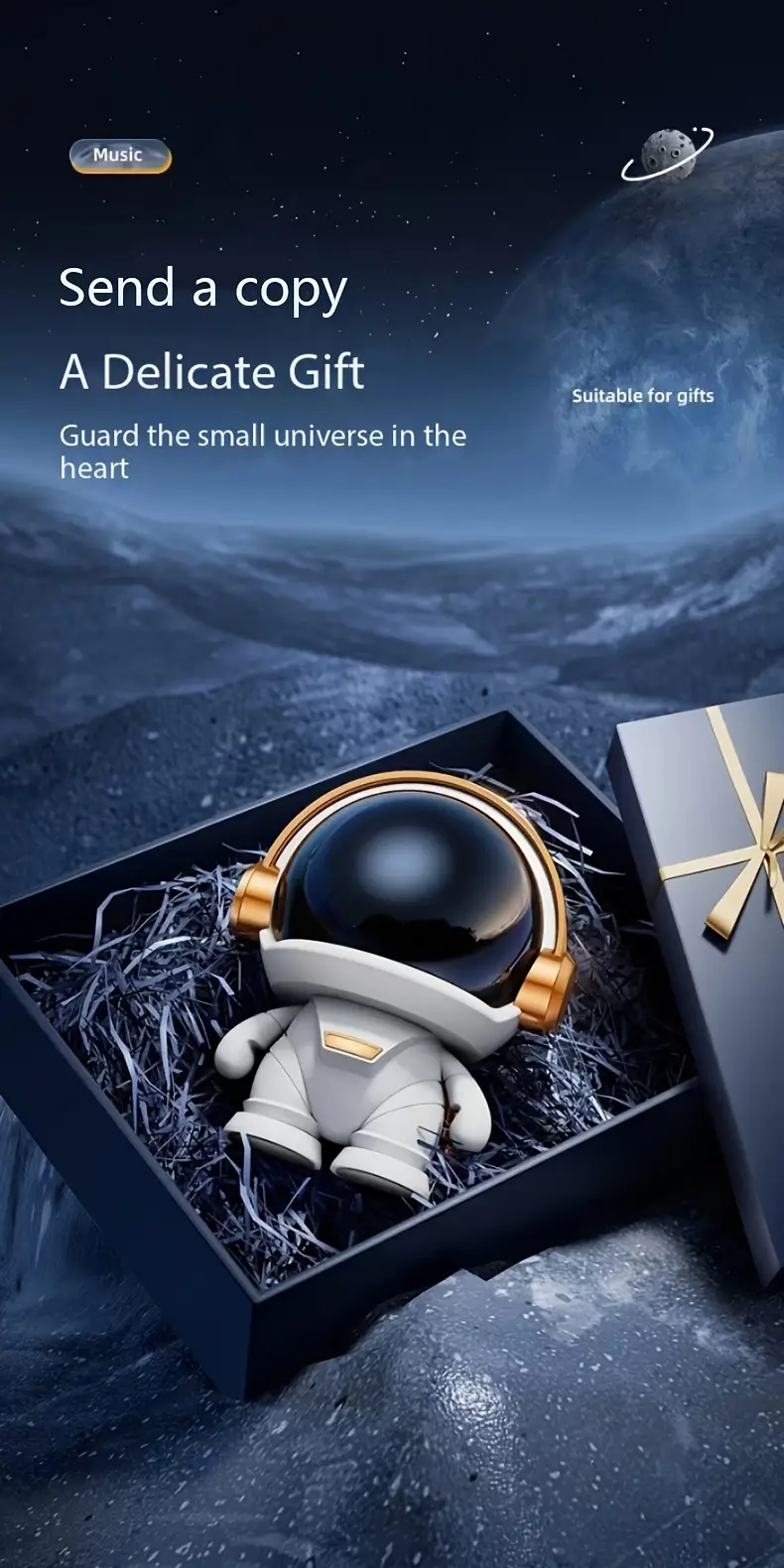 cute astronaut small speaker small wireless portable speaker with led party office decoration subwoofer portable speaker birthday gift Product details 2