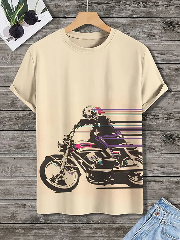 Men's Cool Motorcycle Racer Art Graphic Print T-Shirt