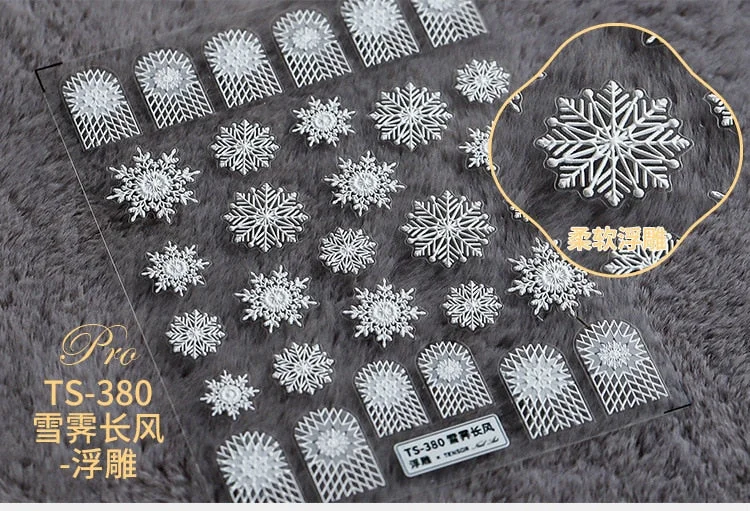 5D Christmas SnowFlake Snowman Nails Art Sticker Pro Frosted Thin Transparent Embossed New Year Nail Art Design Nail Stickers-Nail Inspo