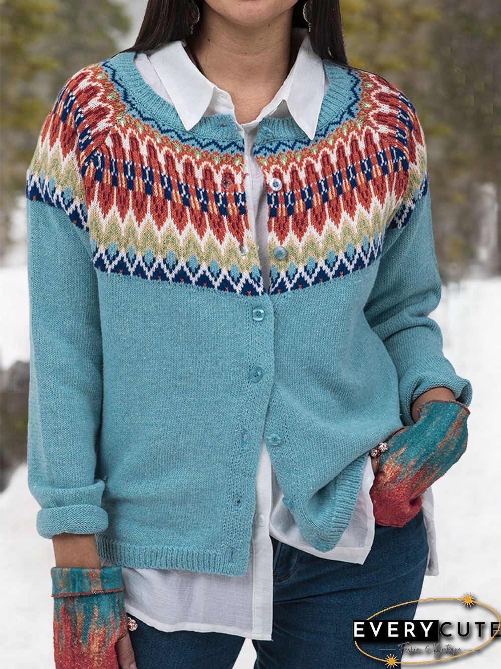 Printed Cotton Casual Cardigans