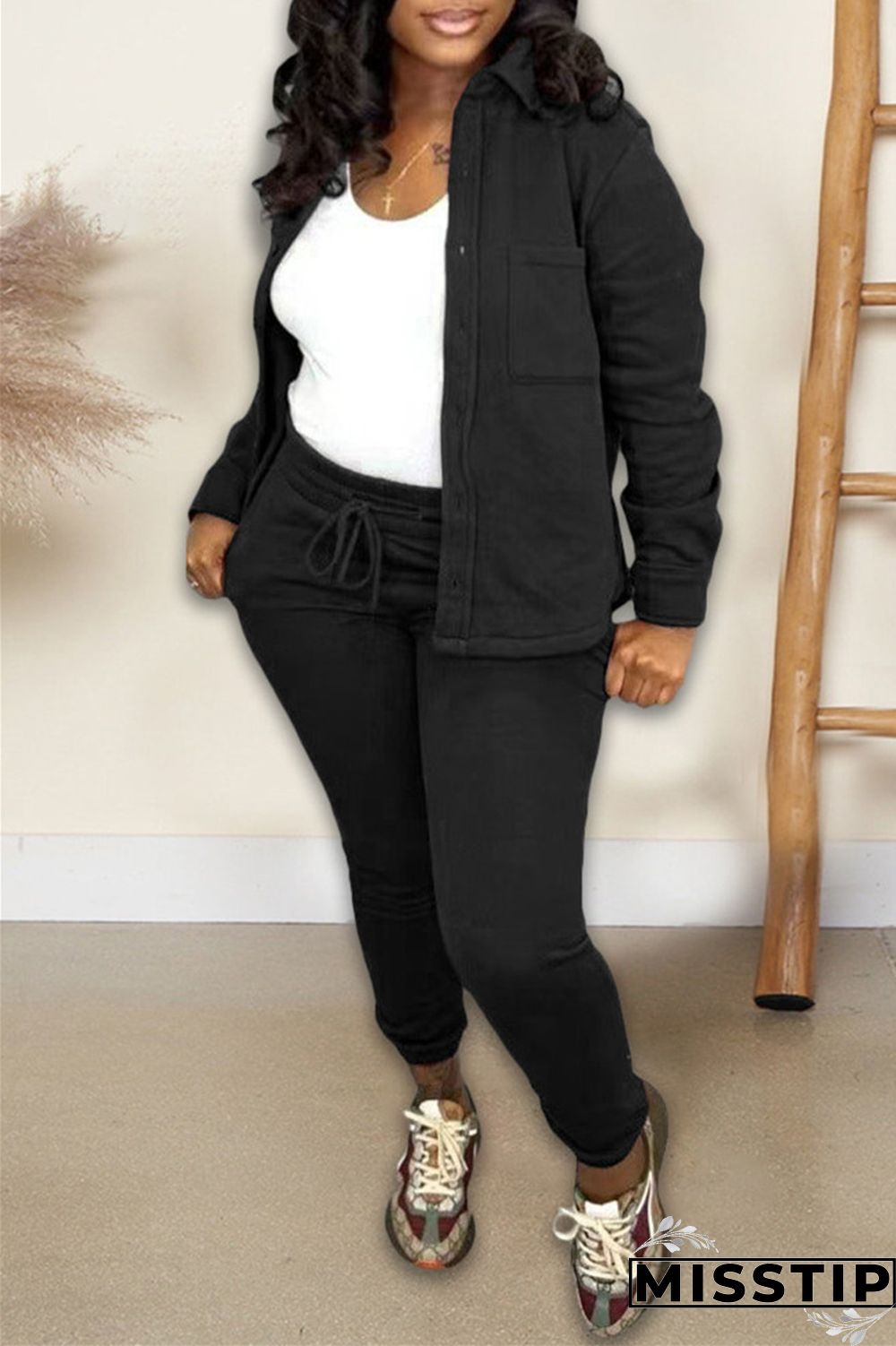 Green Casual Solid Cardigan Pants Turndown Collar Long Sleeve Two Pieces