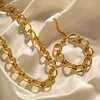 Chic Oval Chain 18K Golden Necklace Bracelet