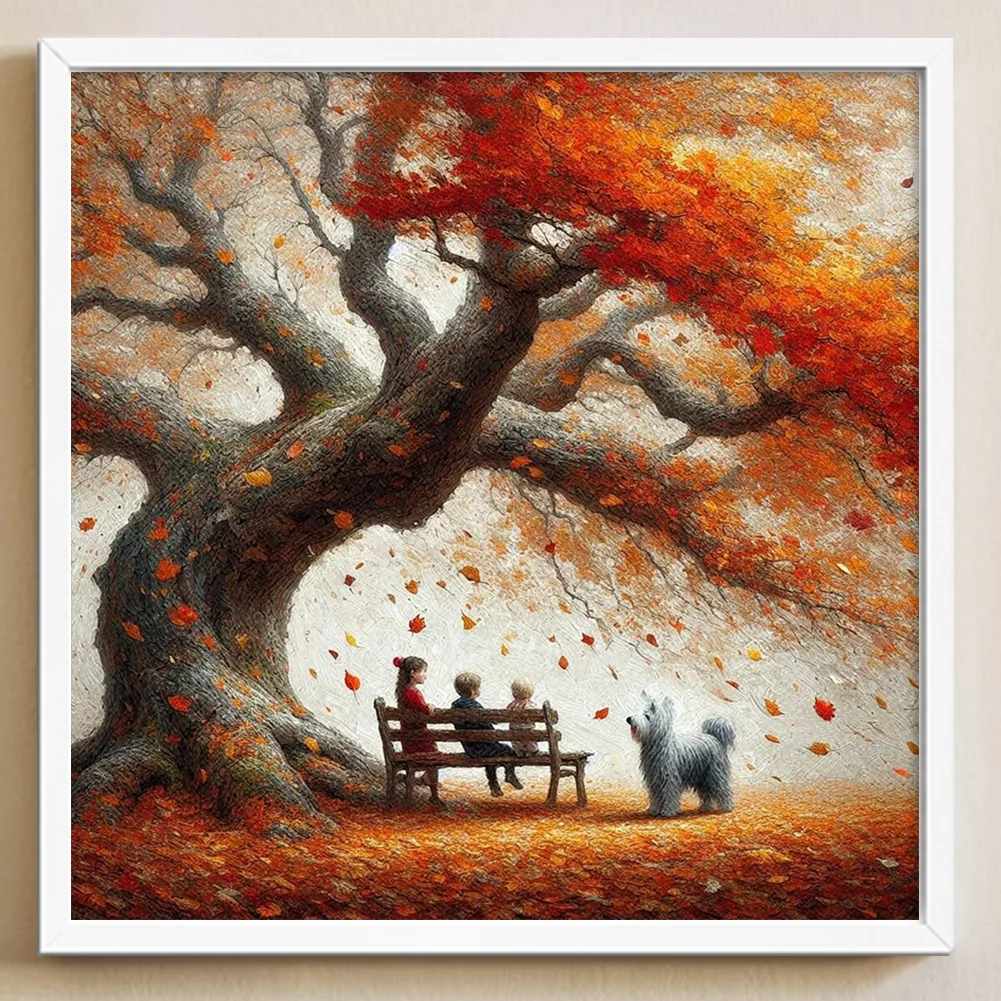 Diamond Painting - Full Round Drill - Autumn Tree Dog(Canvas|40*40cm)