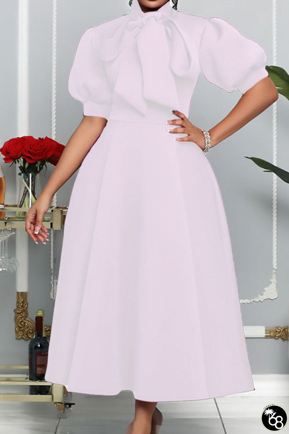 Elegant Solid Bandage Patchwork O Neck Evening Dress Dresses | 168DEAL