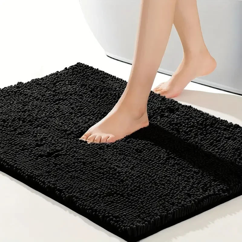 Non Slip Bath Mat Water Absorbent Soft Plush Shaggy Microfiber Rugs, Dry Extra Thick Small Carpet for Shower Floor