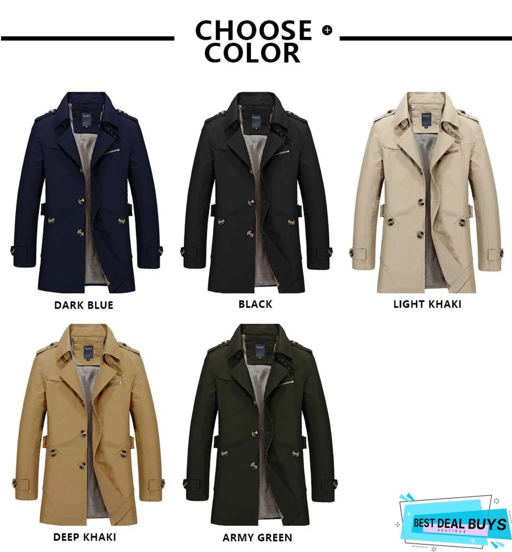 Long Leather Trench Coat Men New Men's Spring Casual Jacket Windbreaker Outerwear High Quality Fashion Long Coat