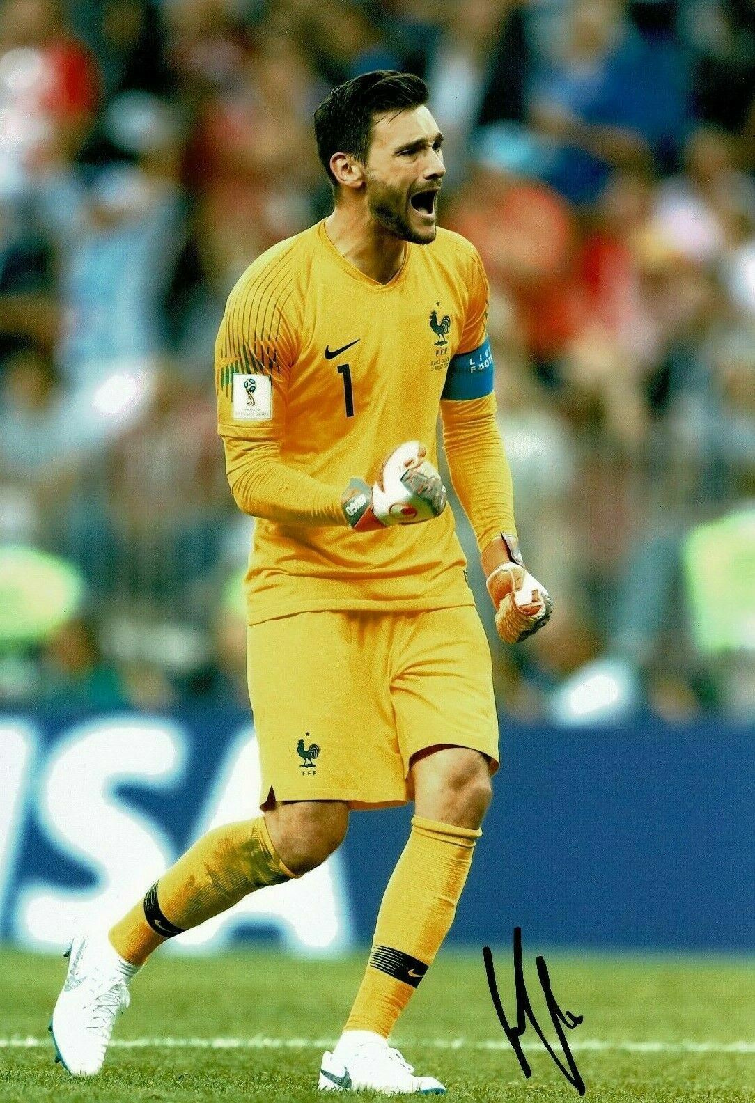 Hugo Lloris SIGNED 12X8 Photo Poster painting France 2018 World Cup Trophy Genuine AFTAL COA (C)