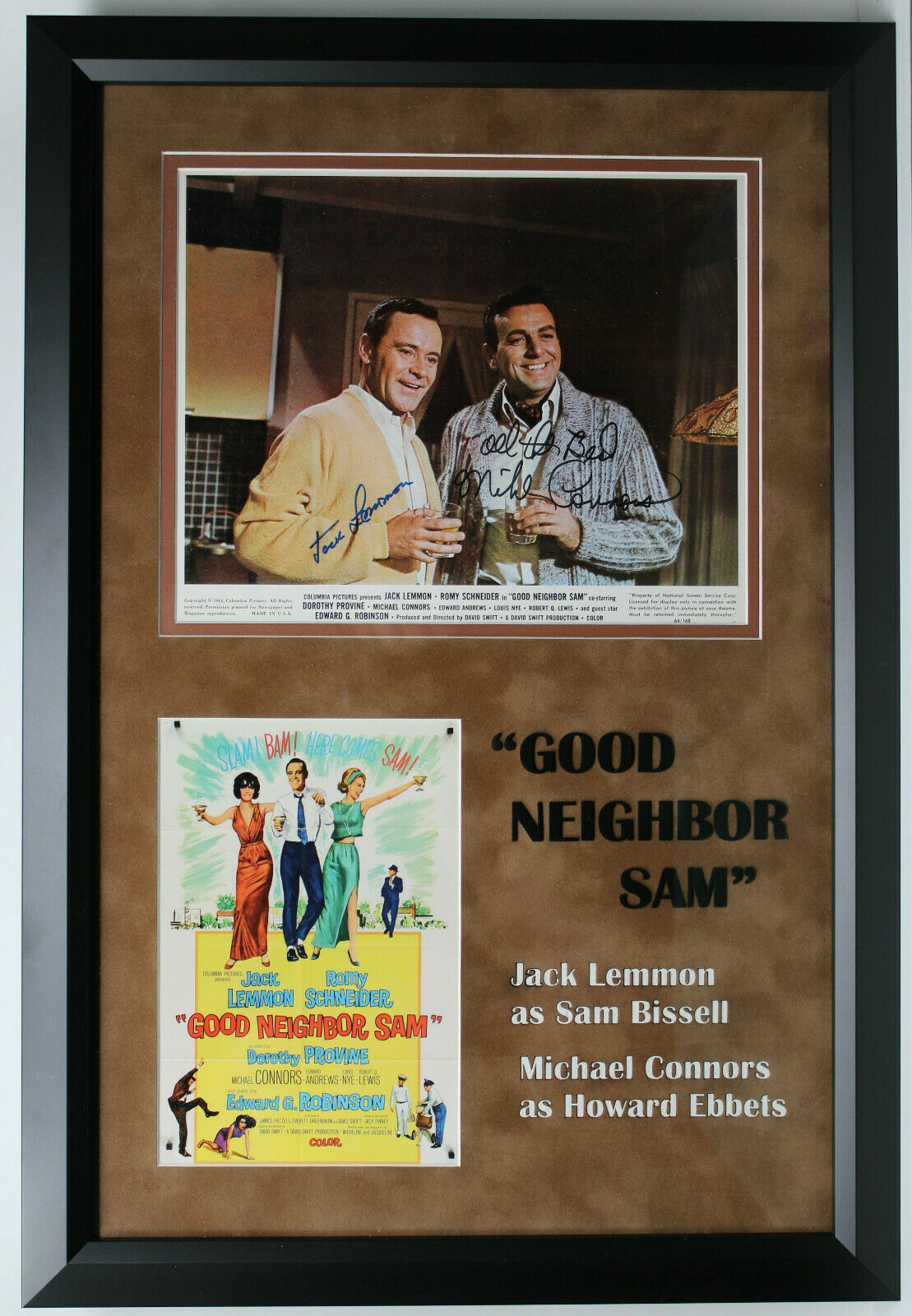 GOOD NEIGHBOR SAM 8X10 FRAMED SIGNED BY JACK LEMMON AND MICHAEL CONNORS