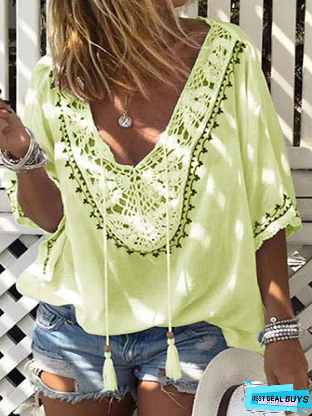 Women's Blouse Shirt Solid Colored V Neck Tops Loose Basic Top White Purple Yellow-0207807