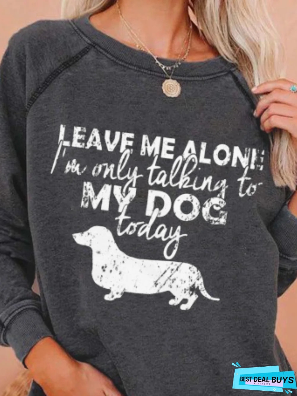 Casual Dog Slogan Tunic Sweatshirt